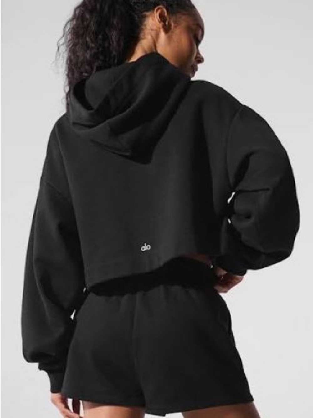 ALO Yoga Black Crop Hoodie